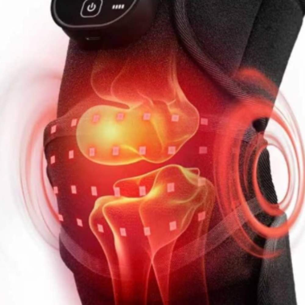 Portable Black Knee Massager with Heat Therapy